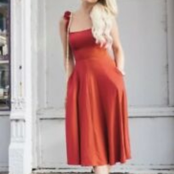 NEW Reformation Eda Ruffle Strap Dress Cherry Red - Picture 3 of 7